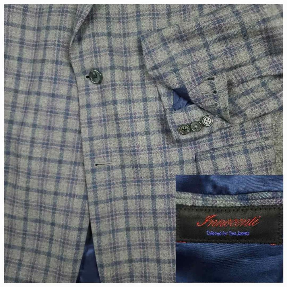 Tom James Sack Jacket Mens 40L Ivy Prep Italian Wool Tailored Fit Tartan Plaid